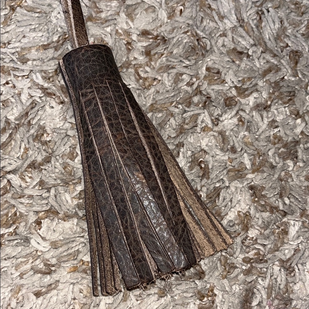 KMM Brown Leather Tassel Keychain